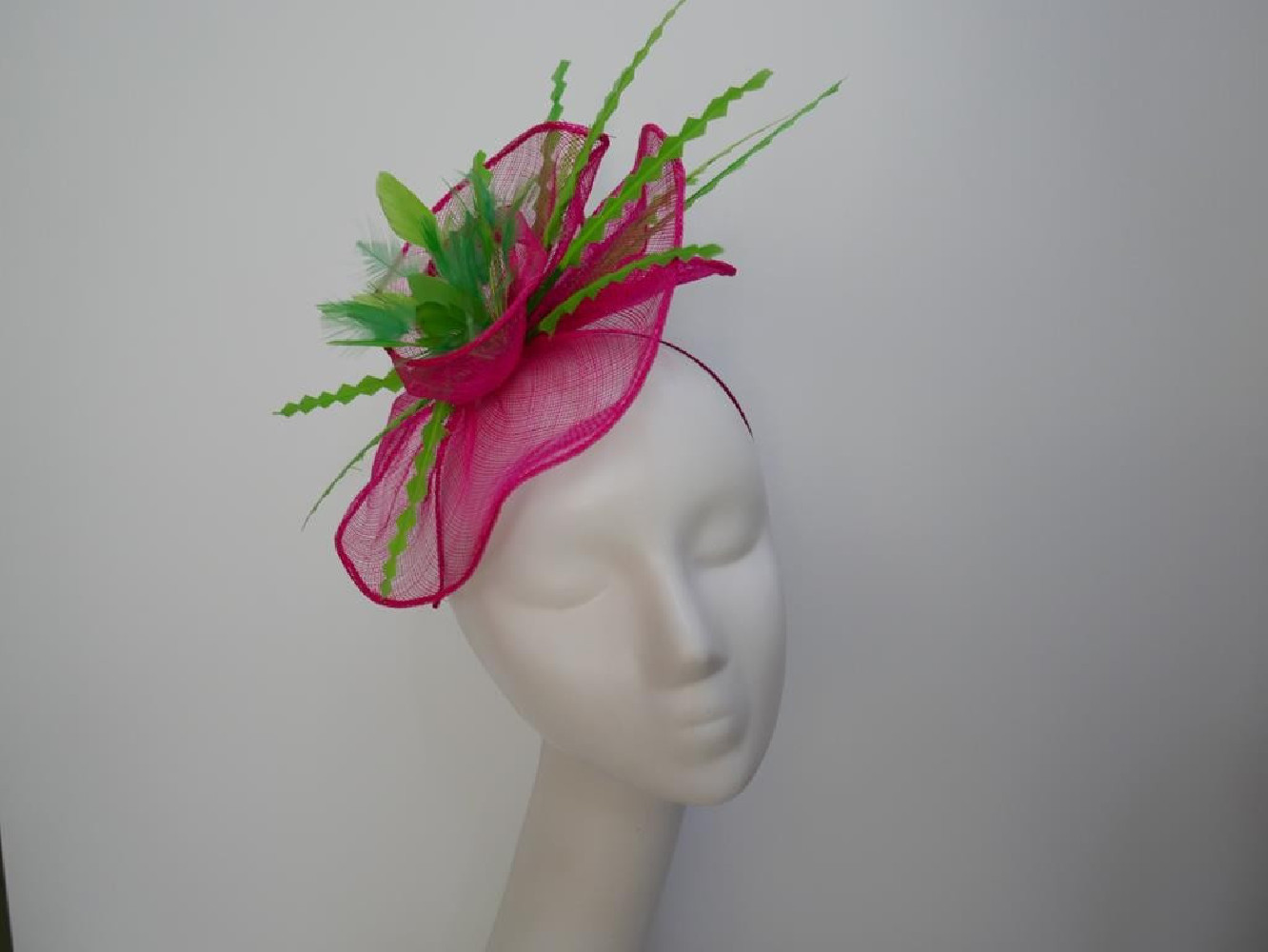 Fuksja zm limonką fascynator na przepasce