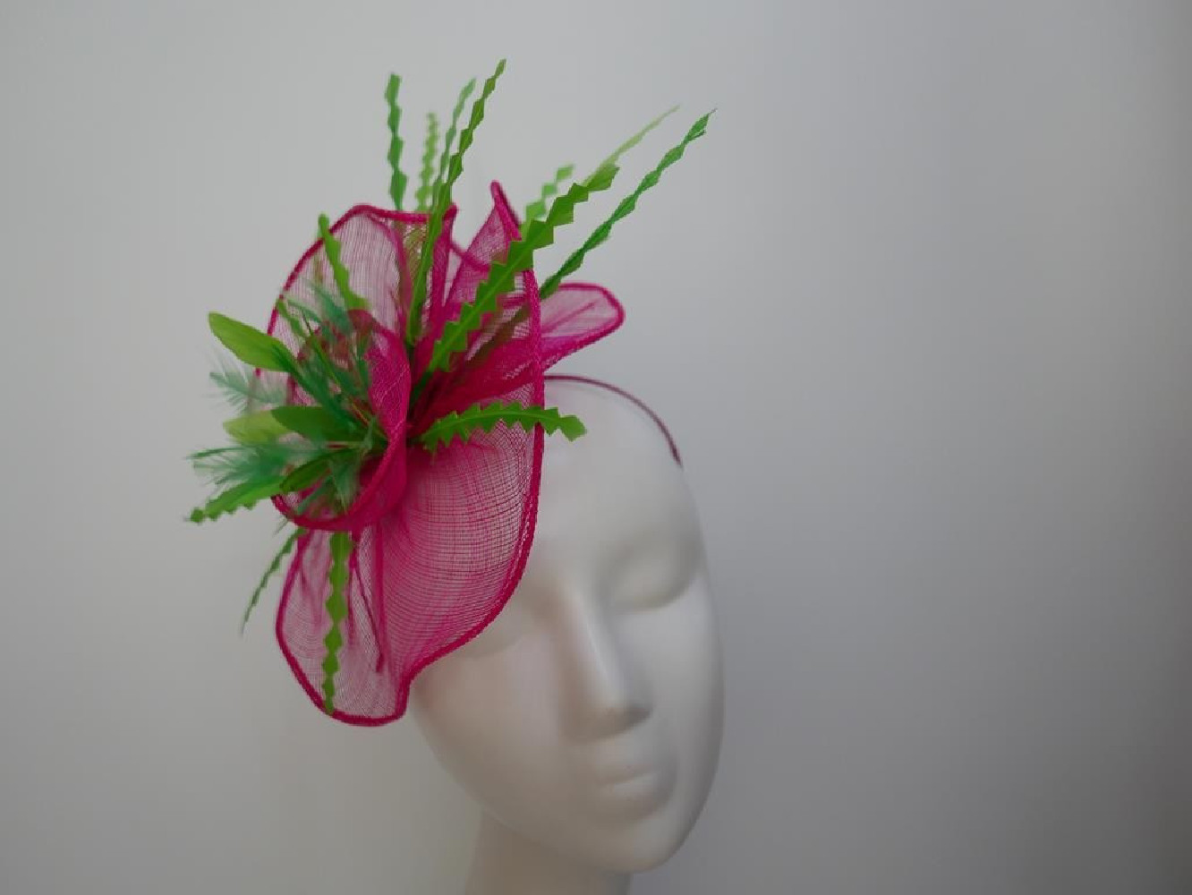 Fuksja zm limonką fascynator na przepasce