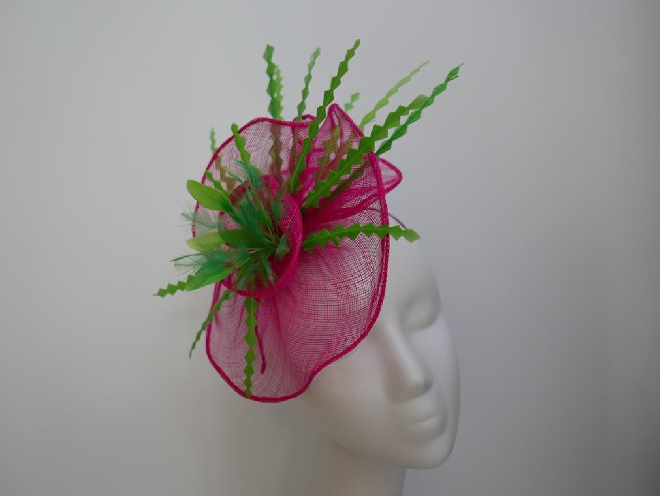 Fuksja zm limonką fascynator na przepasce