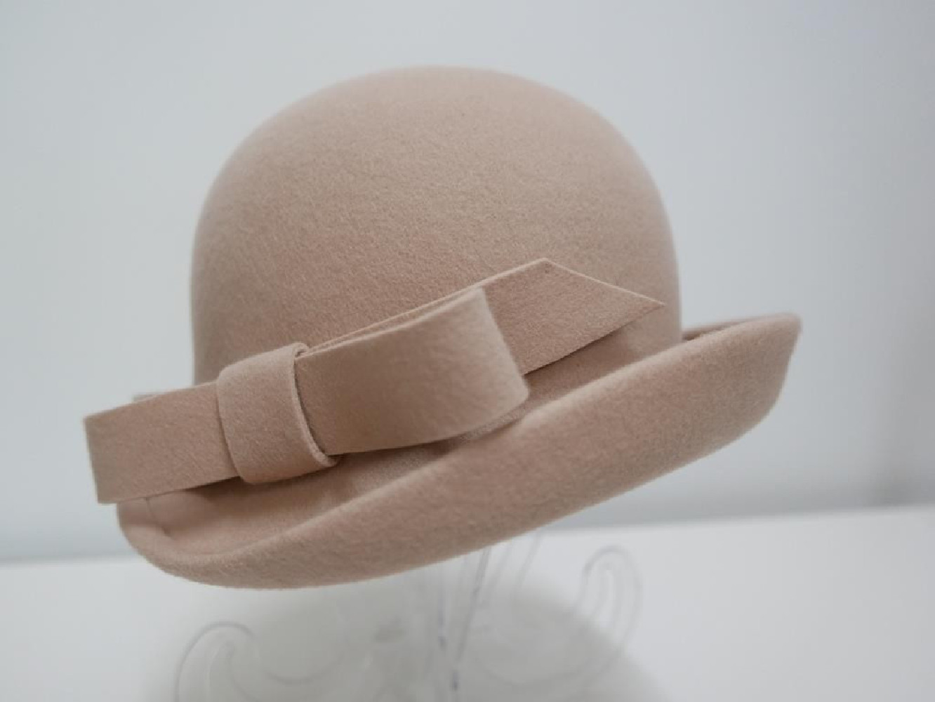 Pola Negri retro beżowy kapelusz filcowy 55-57 cm