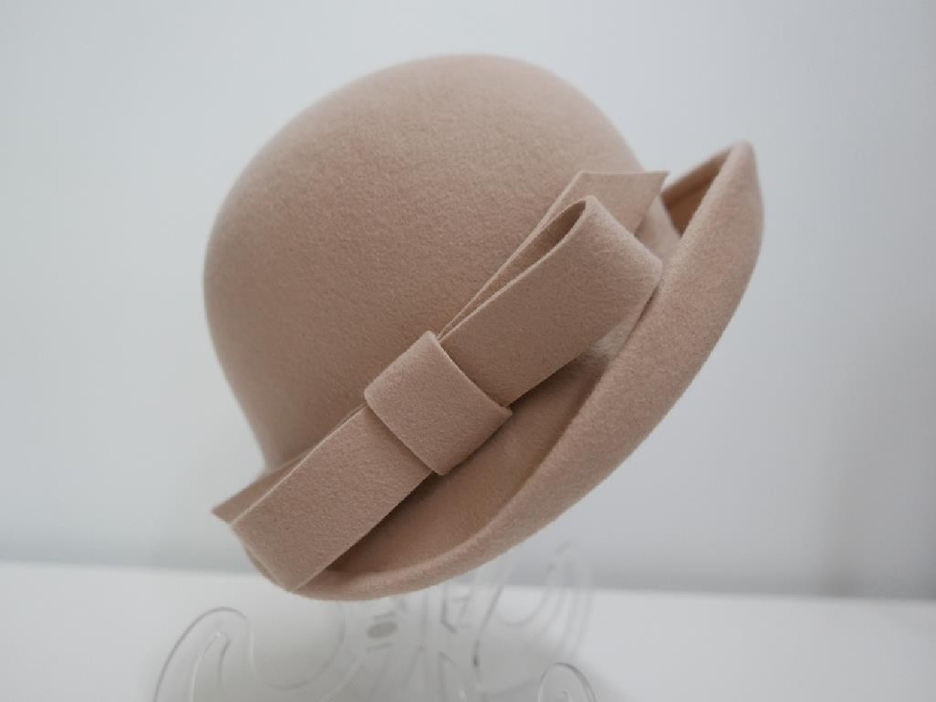 Pola Negri retro beżowy kapelusz filcowy 55-57 cm