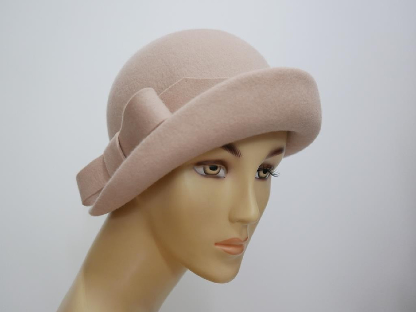 Pola Negri retro beżowy kapelusz filcowy 55-57 cm