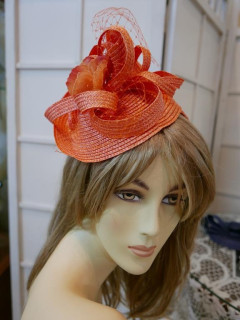 Joanna- letni toczek fascynator pomarańczowy