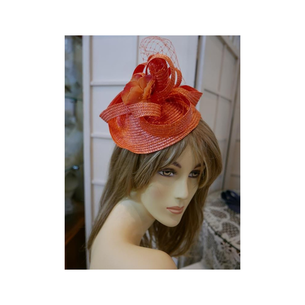 Joanna- letni toczek fascynator pomarańczowy