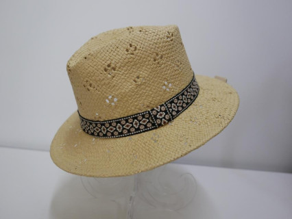 Fedora beżowy męski letni  kapelusz do 57 cm regulowany