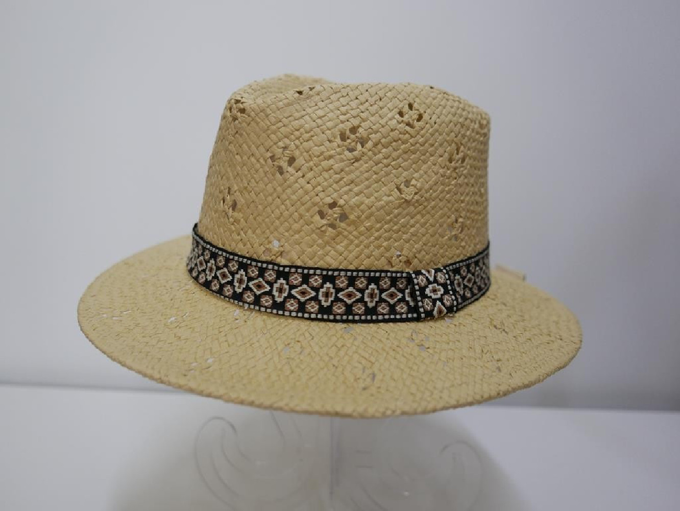 Fedora beżowy męski letni  kapelusz do 57 cm regulowany