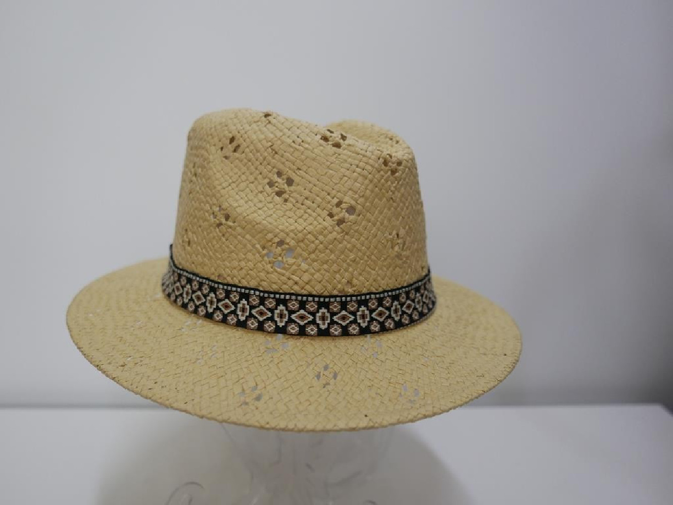 Fedora beżowy męski letni  kapelusz do 57 cm regulowany