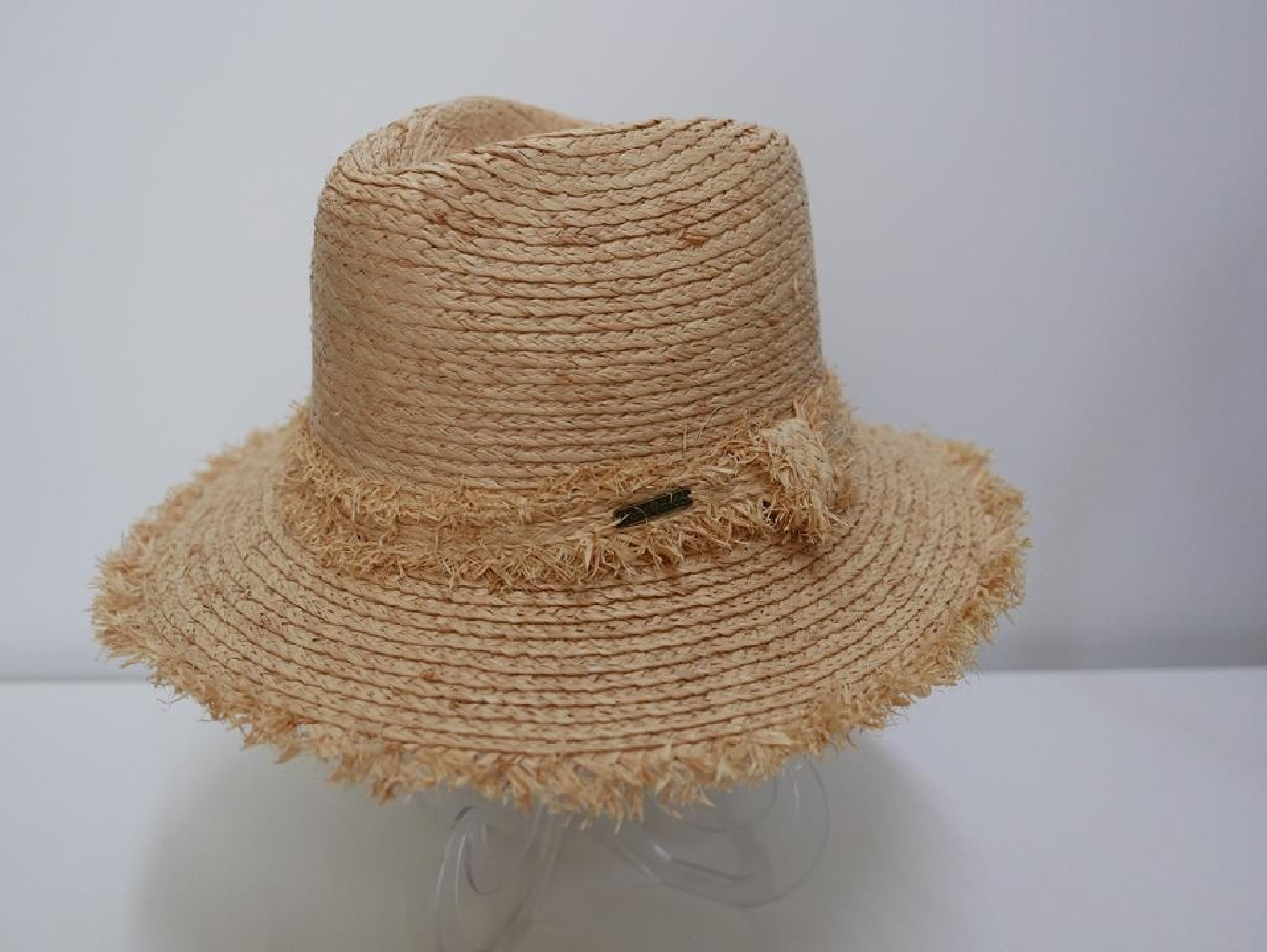 Fedora rafia beżowy męski letni  kapelusz do 57 cm regulowany