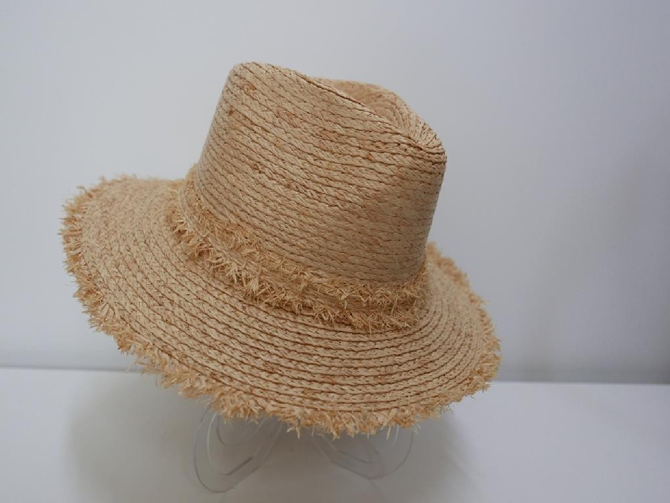 Fedora rafia beżowy męski letni  kapelusz do 57 cm regulowany