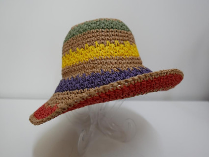 Kolorowy pleciony słomkowy letni  kapelusz do 60 cm