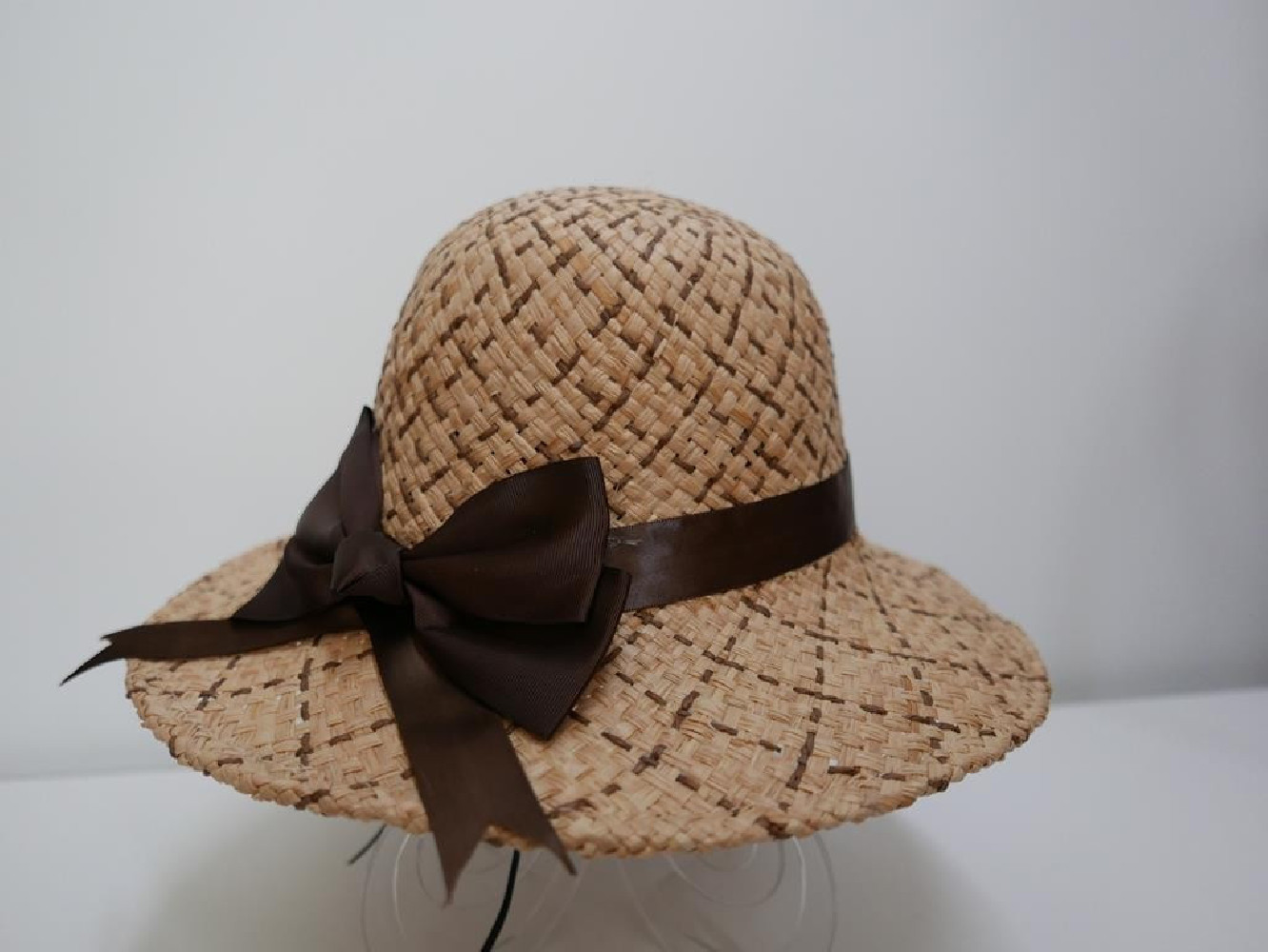 Beż z brązem słomkowy letni  kapelusz do 56cm