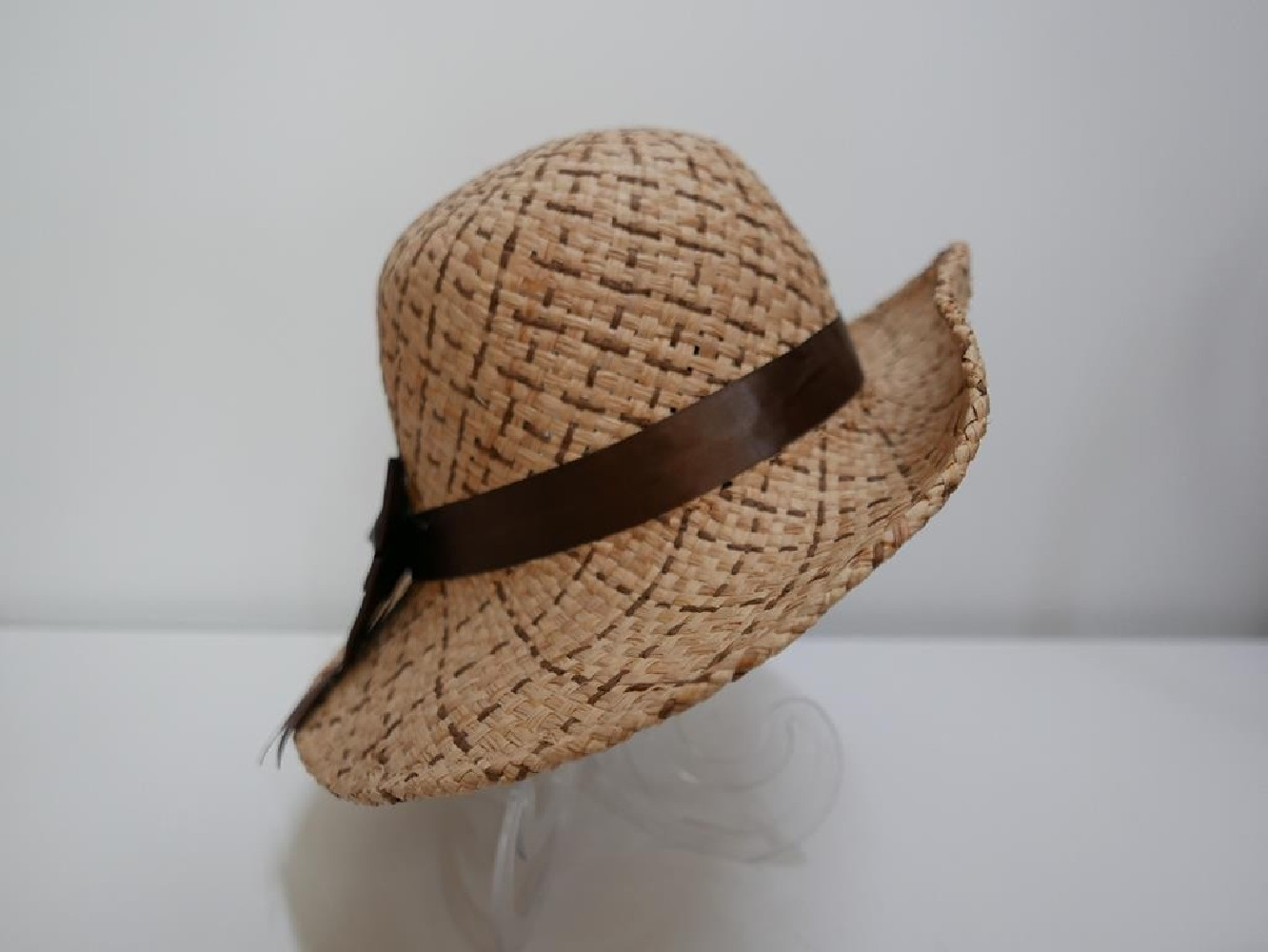 Beż z brązem słomkowy letni  kapelusz do 56cm