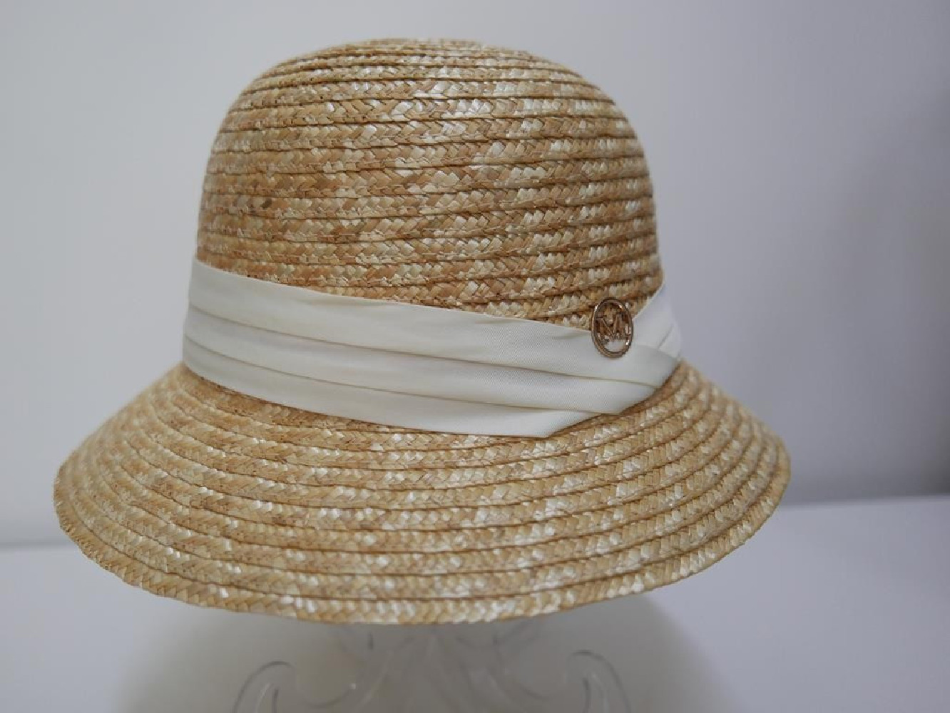 Kapelusz klosz małe rondo słomka ryżowa do 57  cm