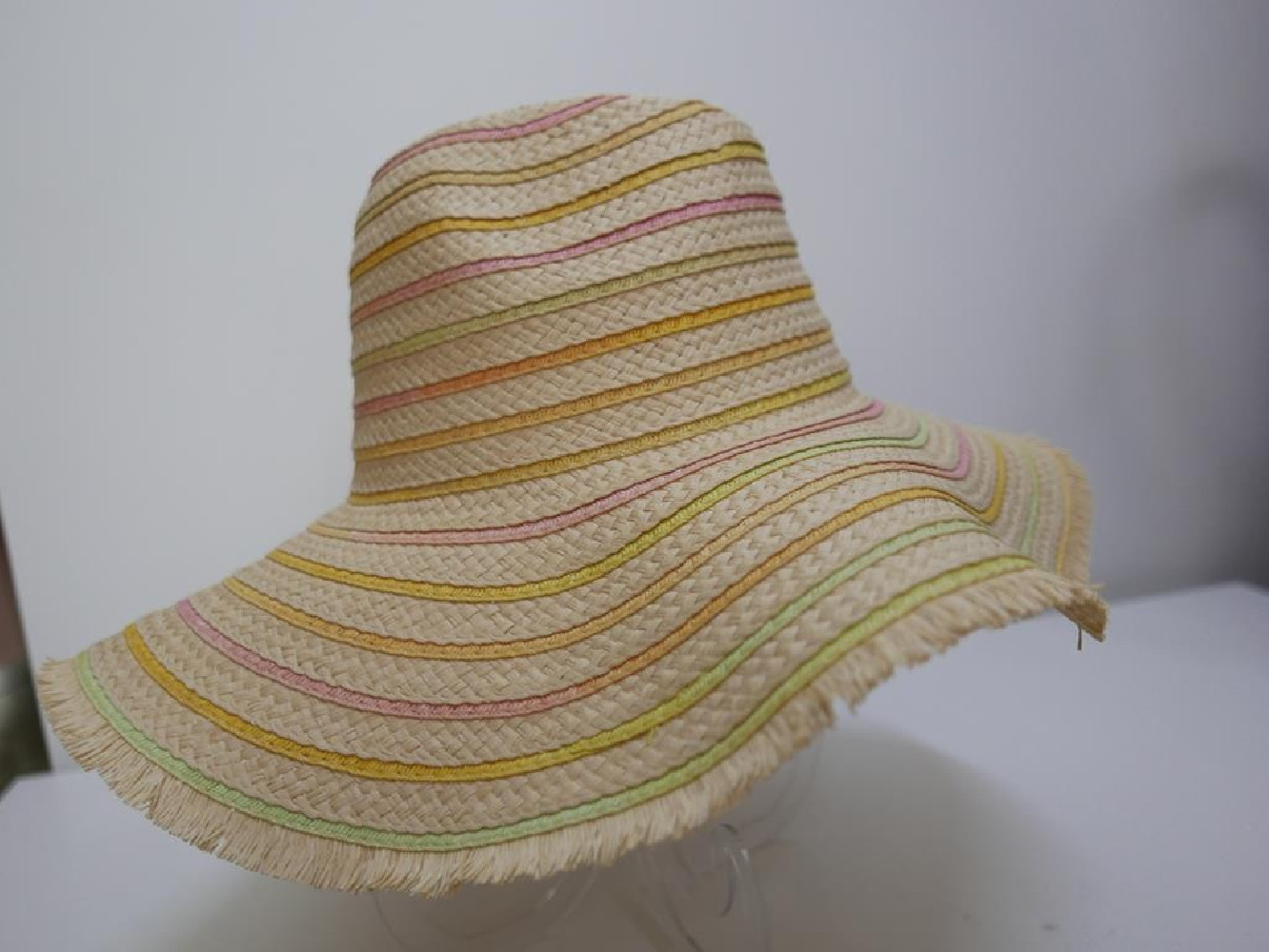 Tęczowy słomkowy letni  kapelusz do 58cm