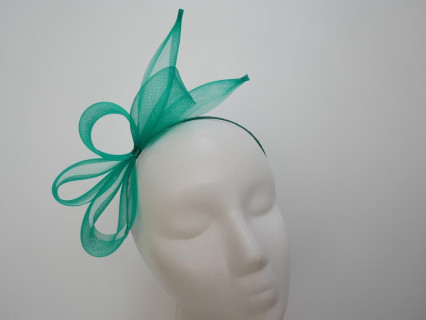 Szmaragdowy fascynator z crin na przepasce
