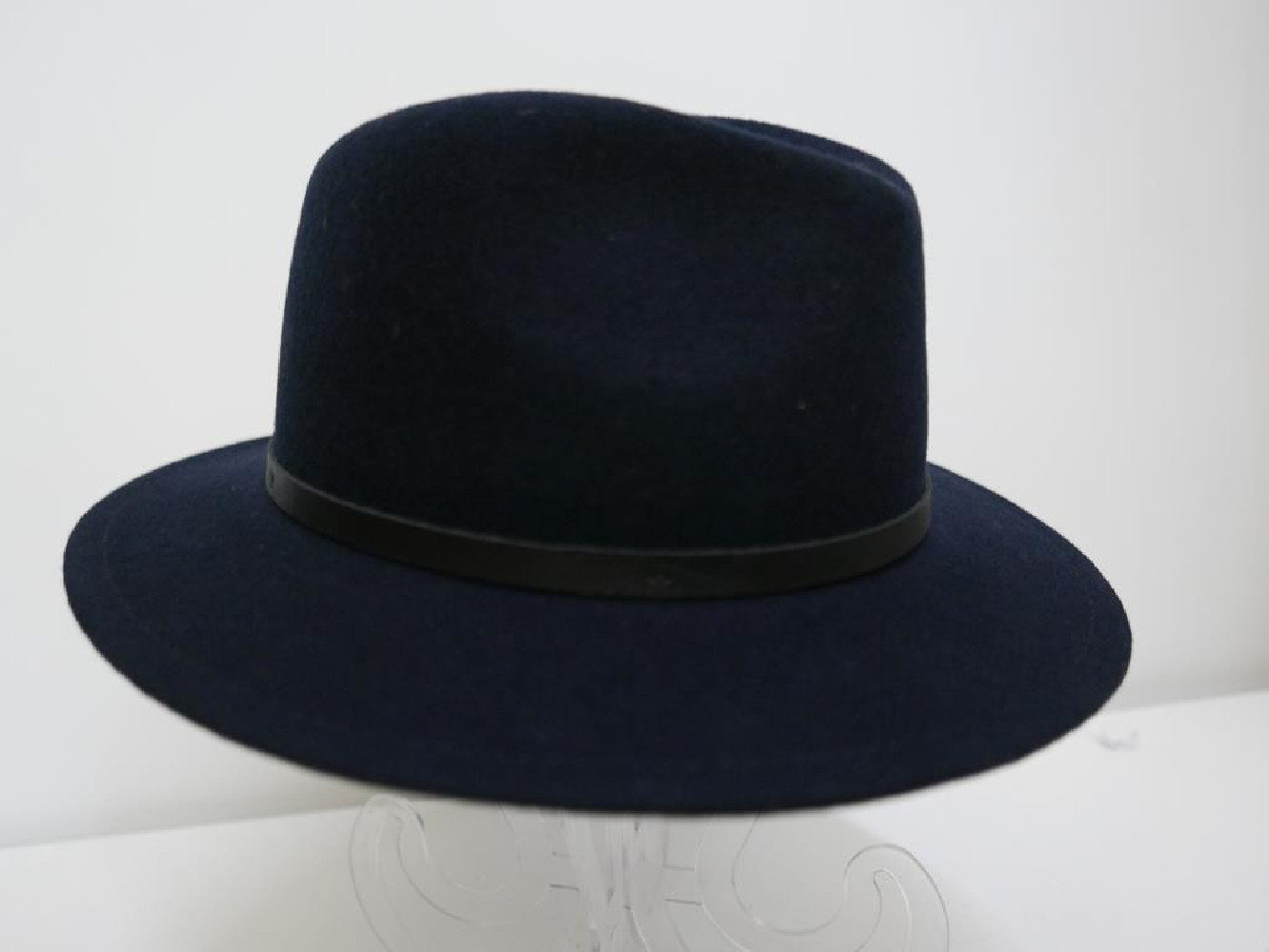 Męski granatowy kapelusz filcowy  fedora 59 cm