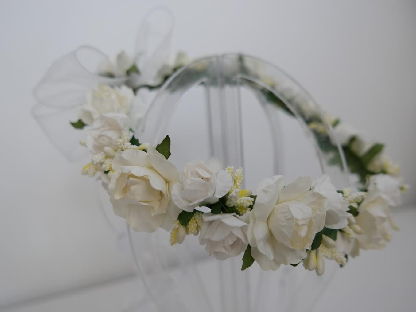 Kwiaty wiśni wianek z kokardą