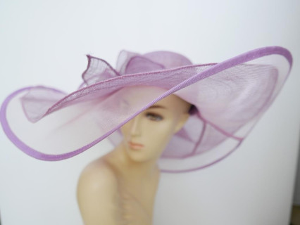 Wrzosowy kapelusz sinamay z dużym rondem do 56 cm