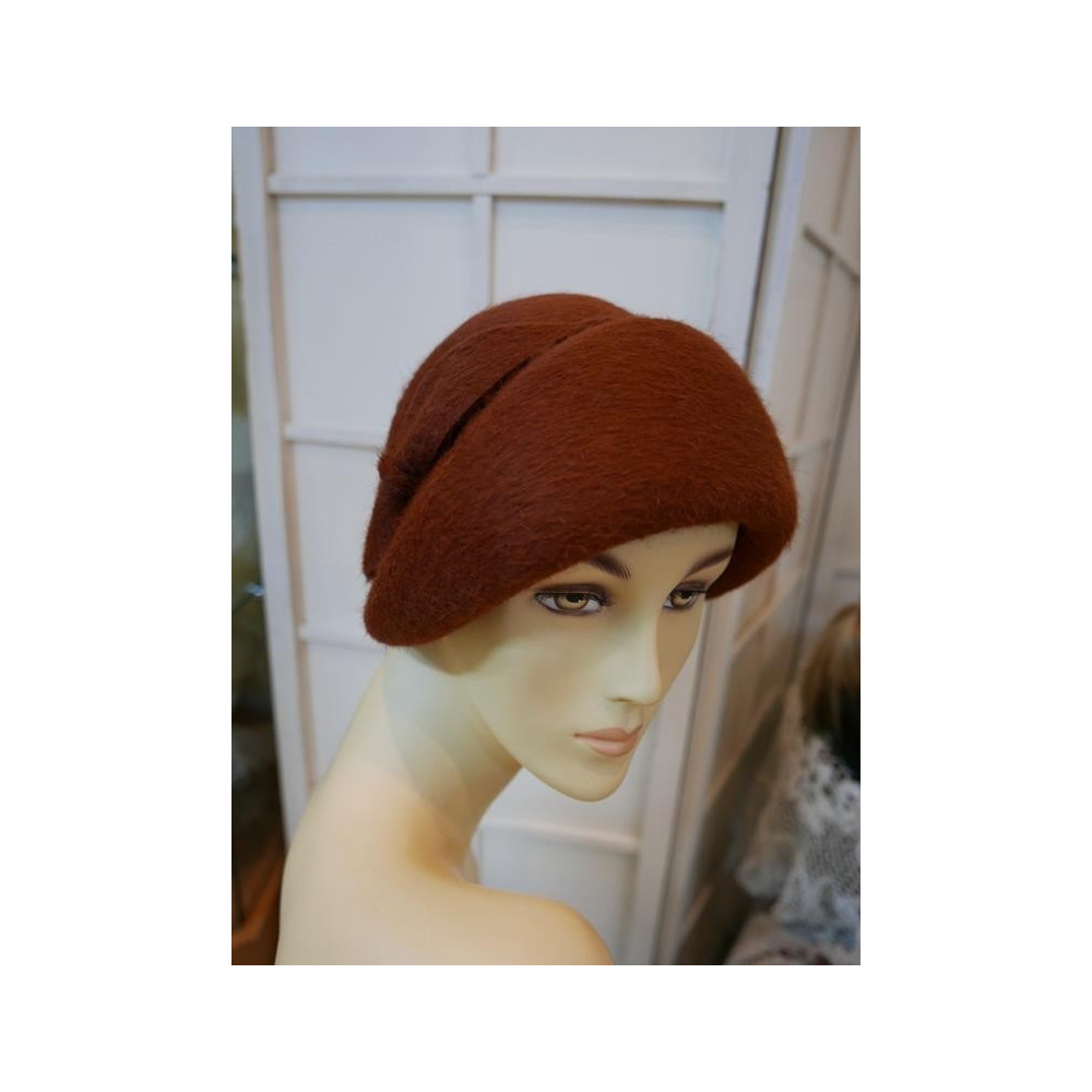 Alberta, ruda włosowa czapka toczek retro 54-58 cm