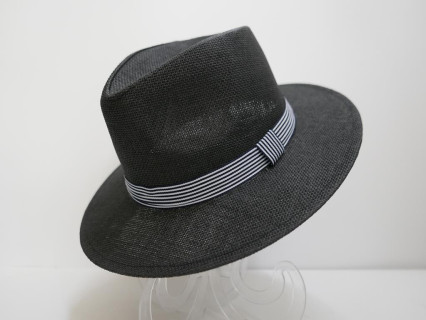 Fedora męski czarny letni  kapelusz 55-56 cm