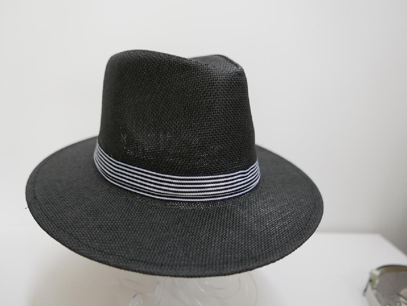 Fedora męski czarny letni  kapelusz 55-56 cm