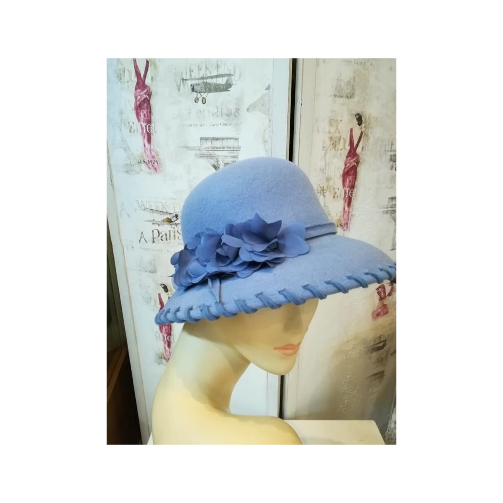 Liliana, liliowo niebieski kapelusz filcowy 53-56 cm