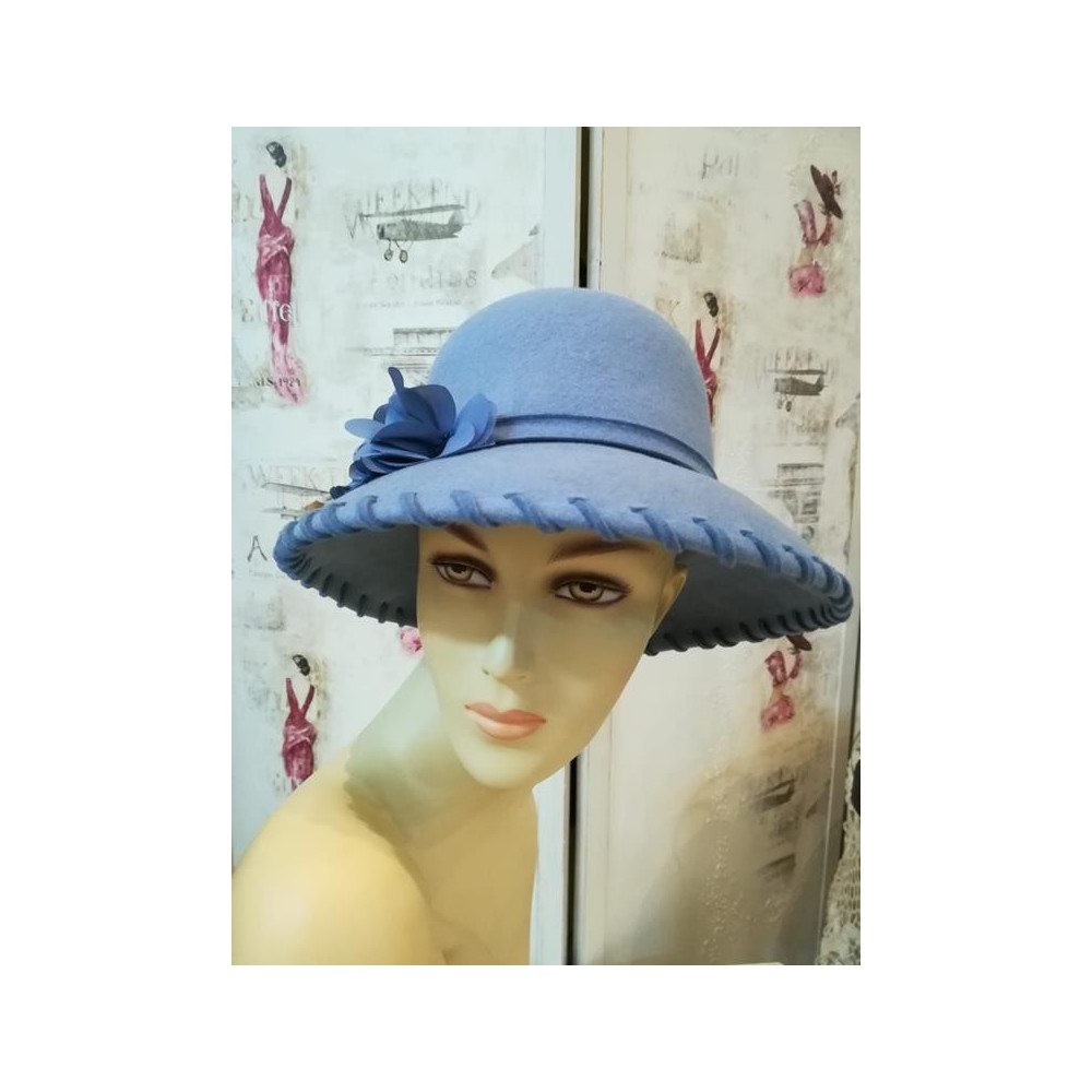 Liliana, liliowo niebieski kapelusz filcowy 53-56 cm
