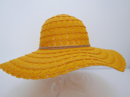 Żółta koronka kapelusz letni  do 58 cm