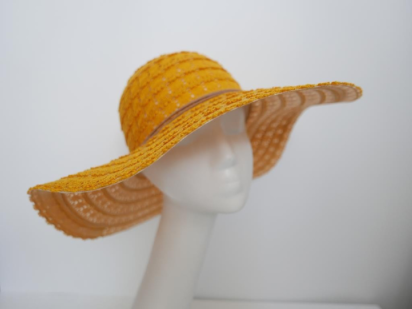 Żółta koronka kapelusz letni  do 58 cm