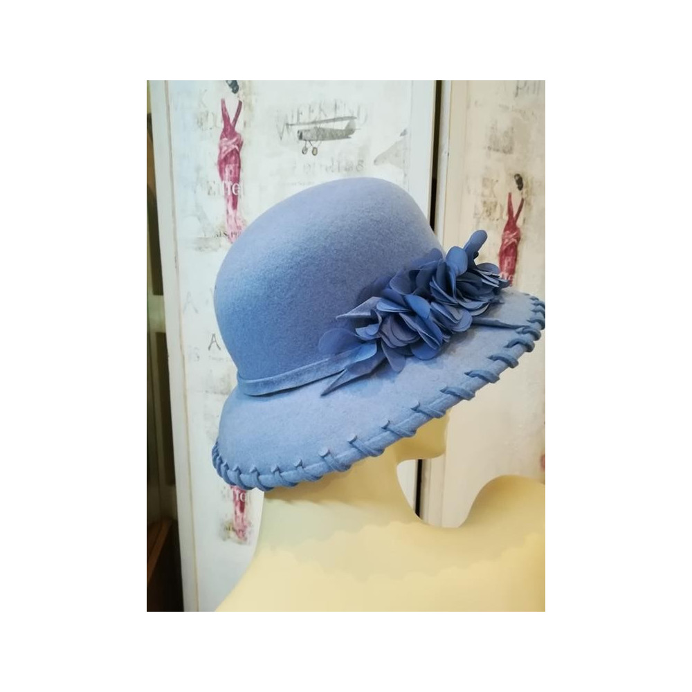 Liliana, liliowo niebieski kapelusz filcowy 53-56 cm