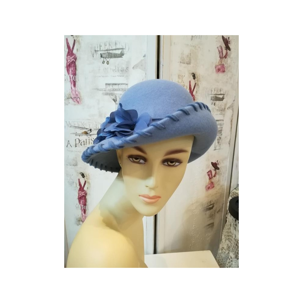 Liliana, liliowo niebieski kapelusz filcowy 53-56 cm