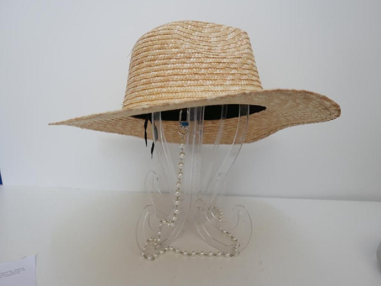 Fedora z perłami kapelusz słomka pszeniczna do 58 cm