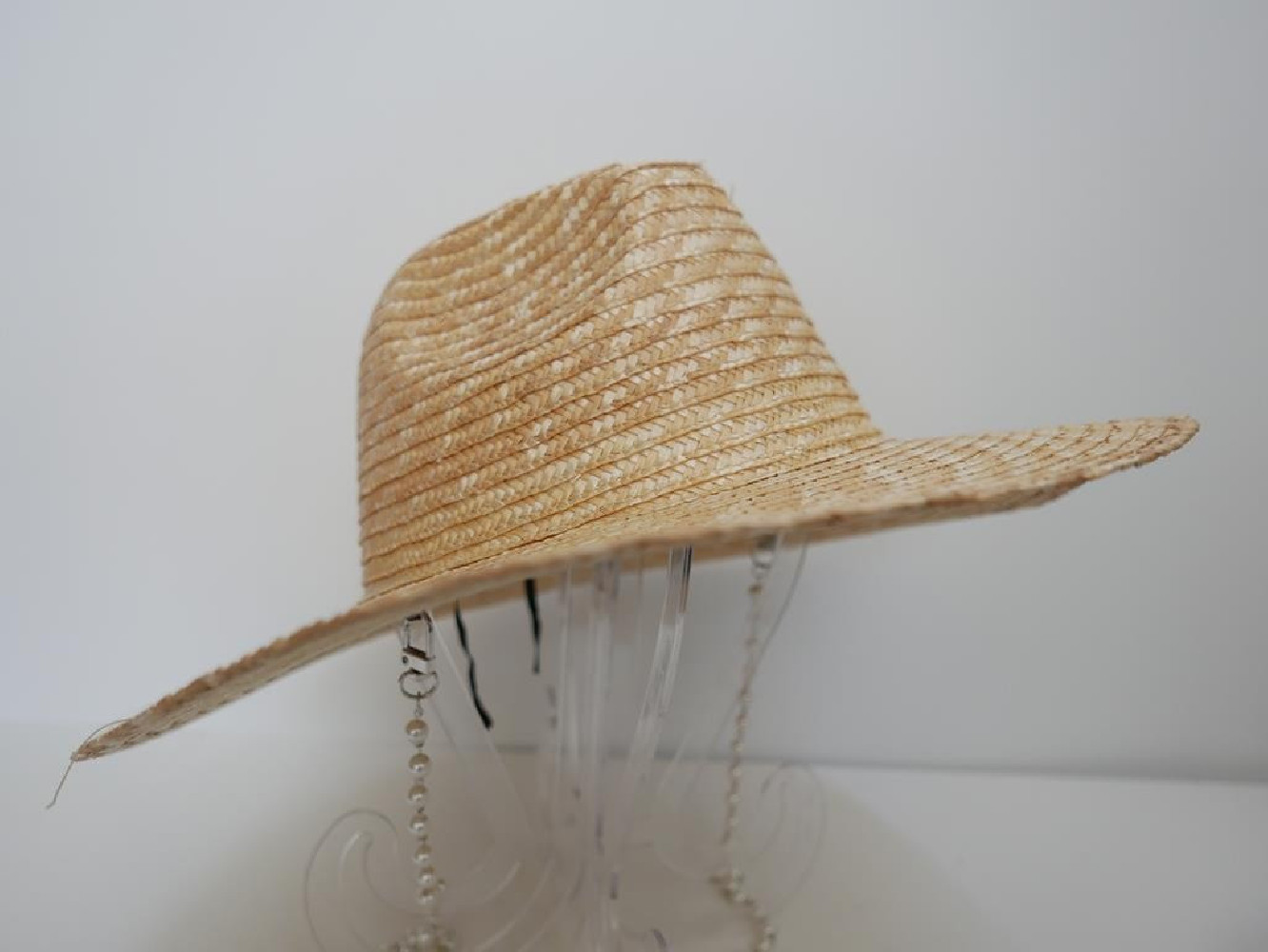 Fedora z perłami kapelusz słomka pszeniczna do 58 cm