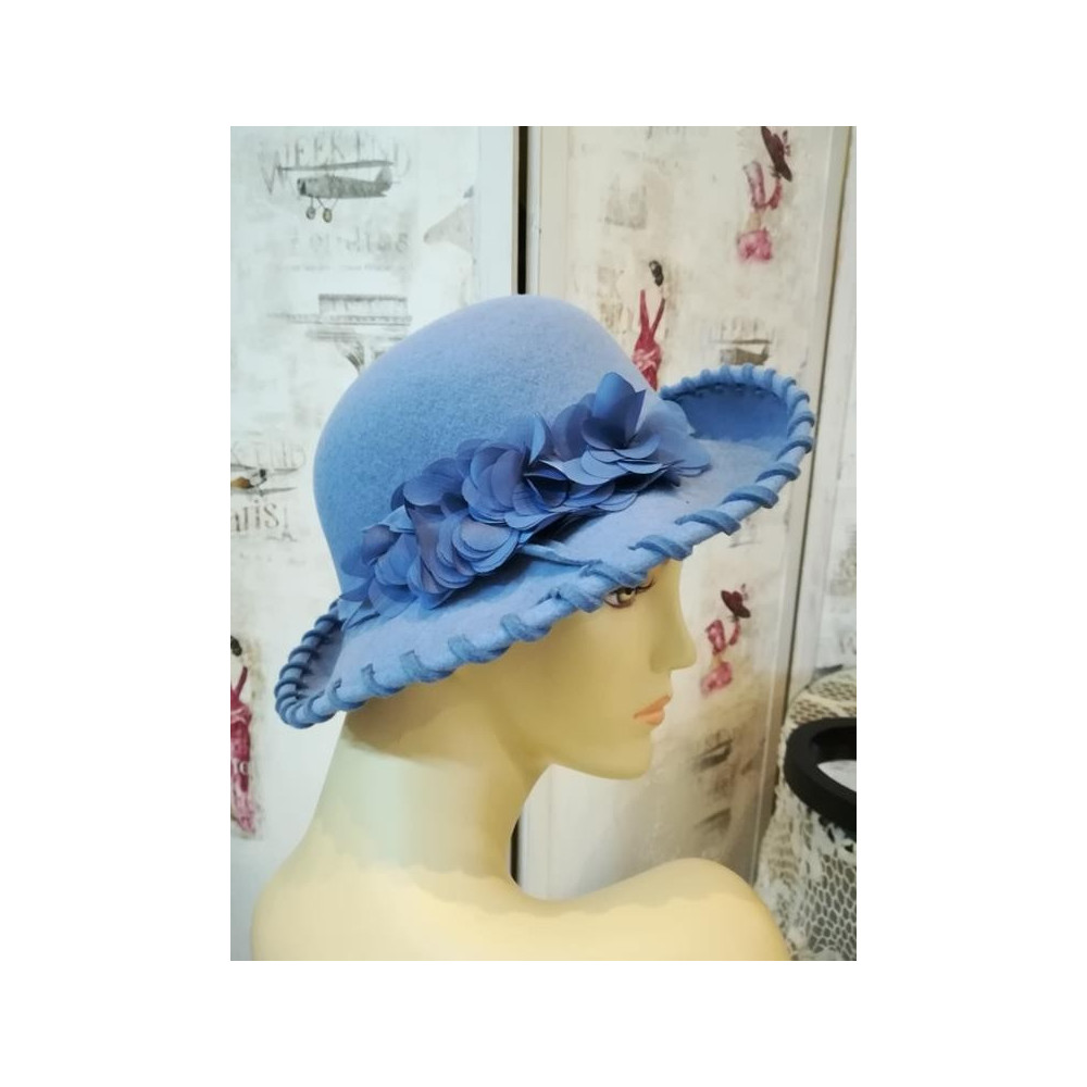 Liliana, liliowo niebieski kapelusz filcowy 53-56 cm