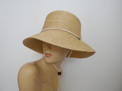 Słomkowy beżowy letni  kapelusz klosz do 59 cm