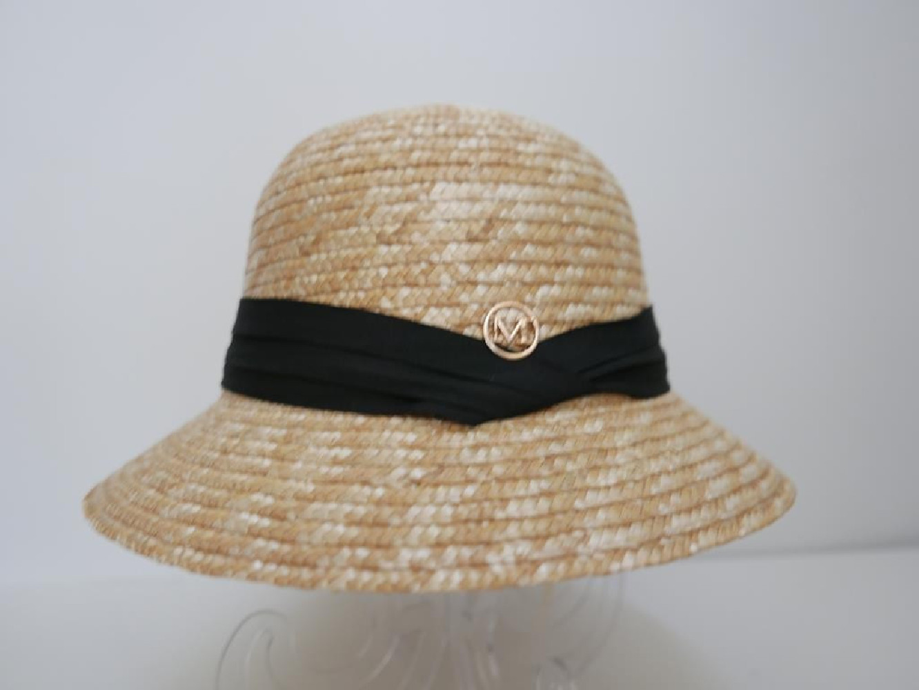 Kapelusz klosz małe rondo słomka ryżowa do 58  cm