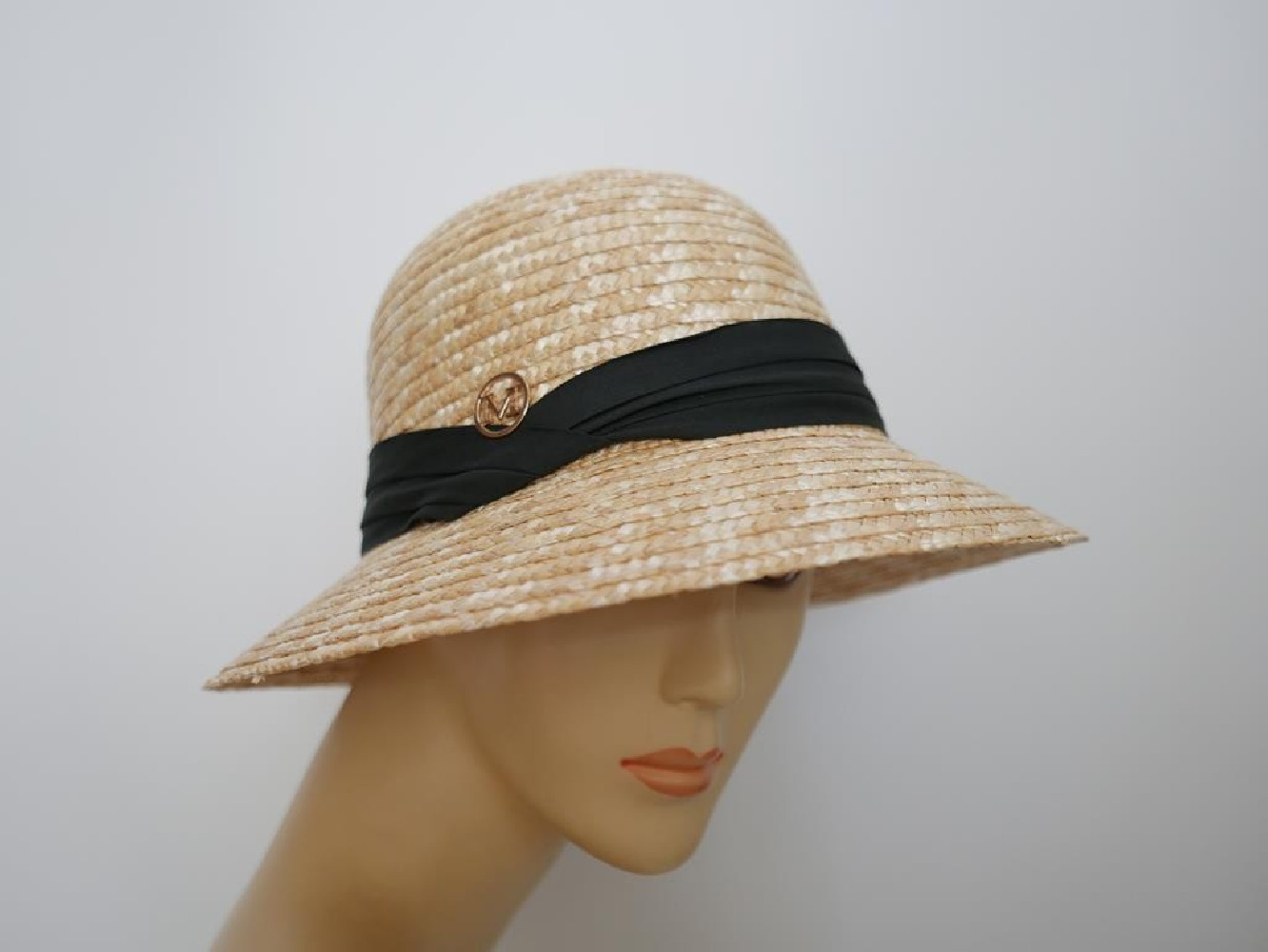 Kapelusz klosz małe rondo słomka ryżowa do 58  cm