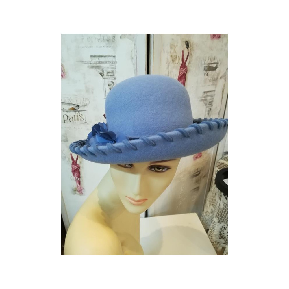Liliana, liliowo niebieski kapelusz filcowy 53-56 cm
