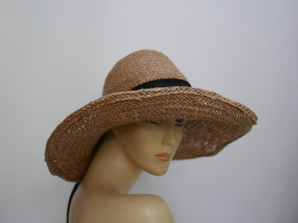 Beżowy pleciony słomkowy letni  kapelusz do 59 cm
