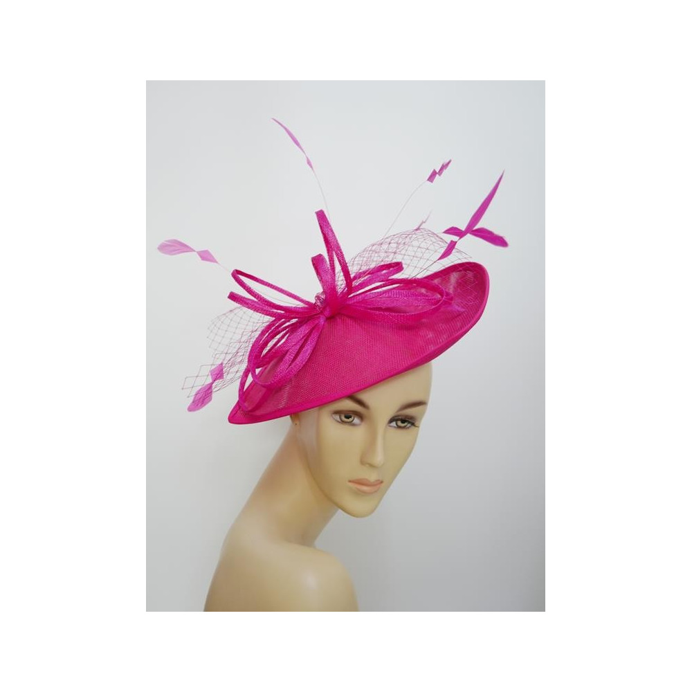 Fuksja kapelusz koktajlowy z lnu