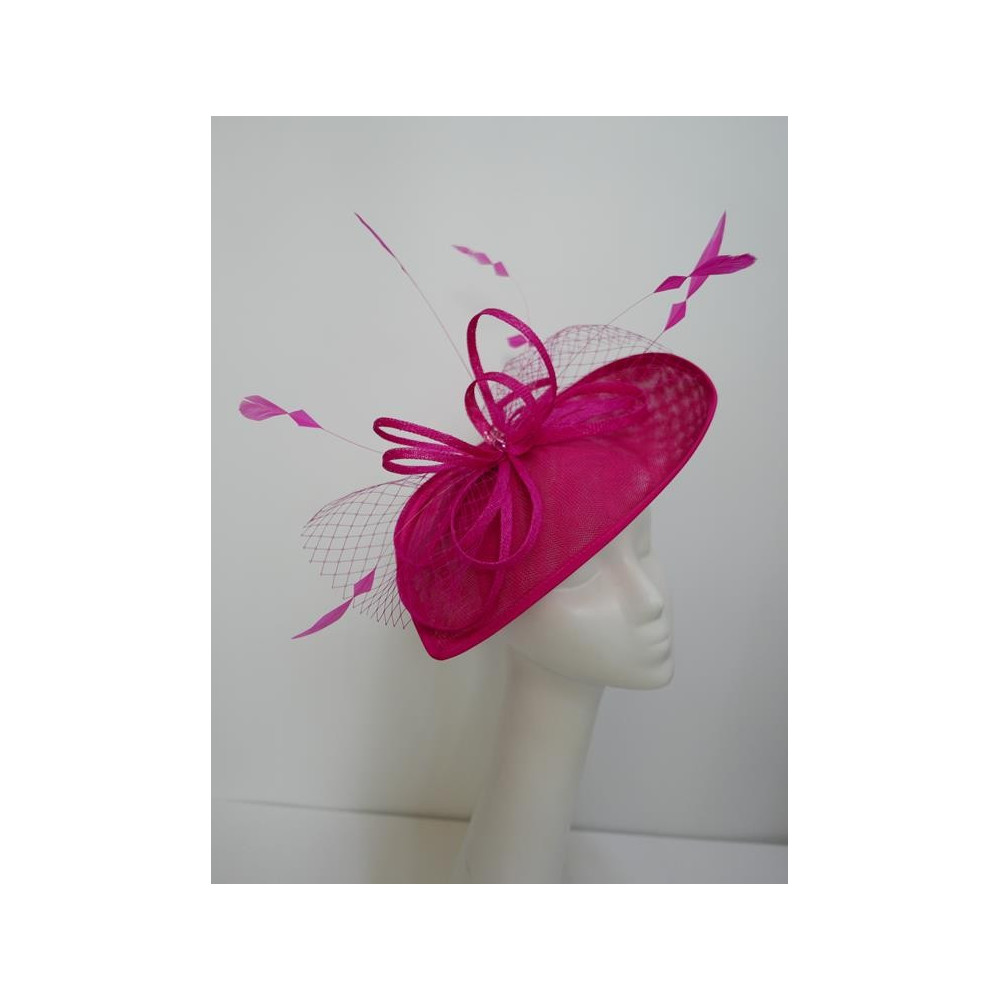 Fuksja kapelusz koktajlowy z lnu