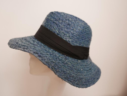 Rafia niebieski kapelusz naturalny do 59 cm regulowany