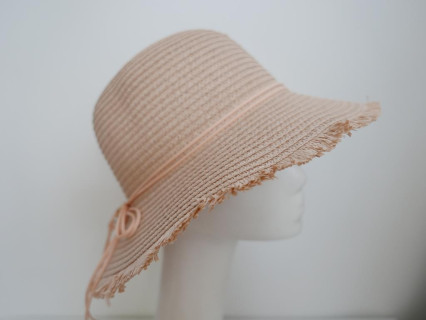 Różowy słomkowy letni  kapelusz  56-57 cm