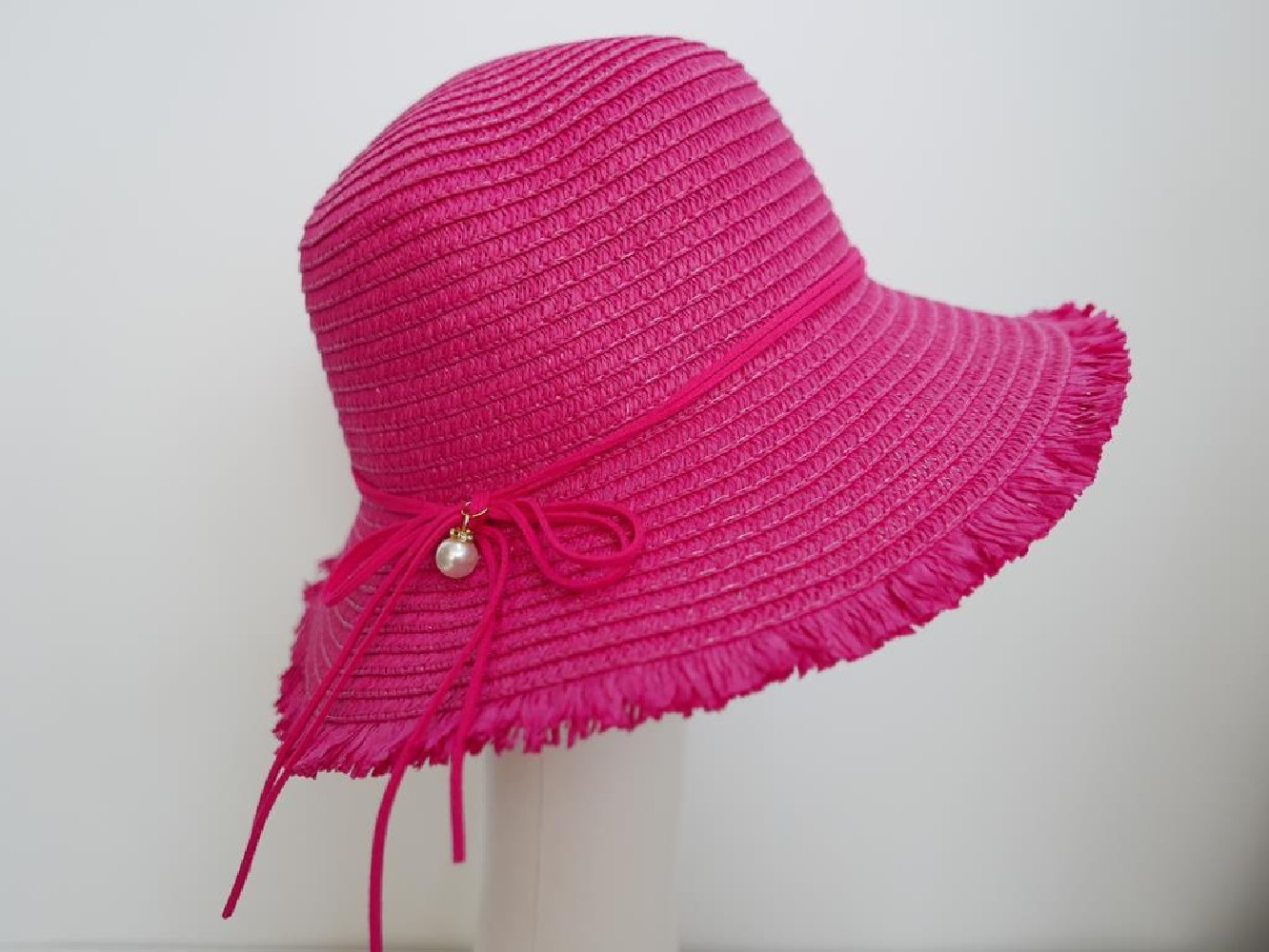 Fuksja słomkowy letni  kapelusz  56-57 cm