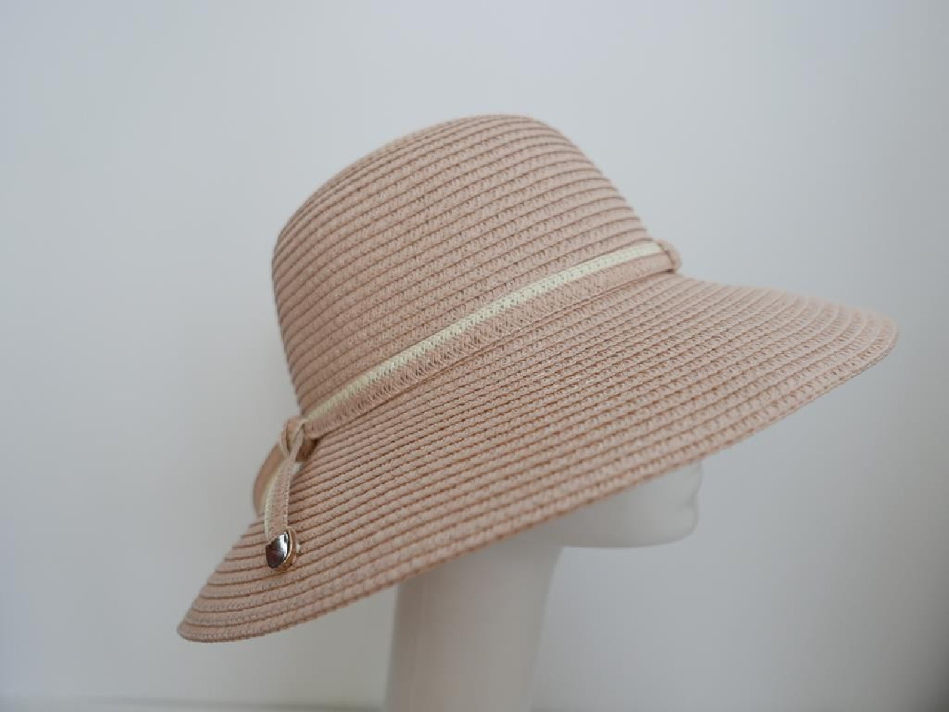 Różowy słomkowy letni  kapelusz  57-58 cm