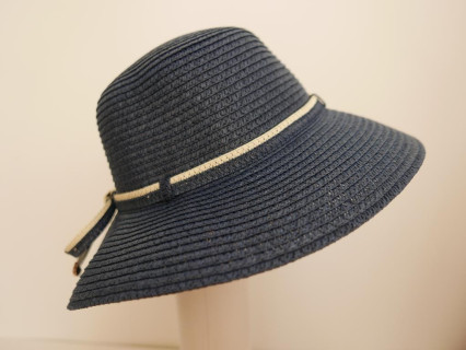 Granatowy słomkowy letni  kapelusz  57-58 cm