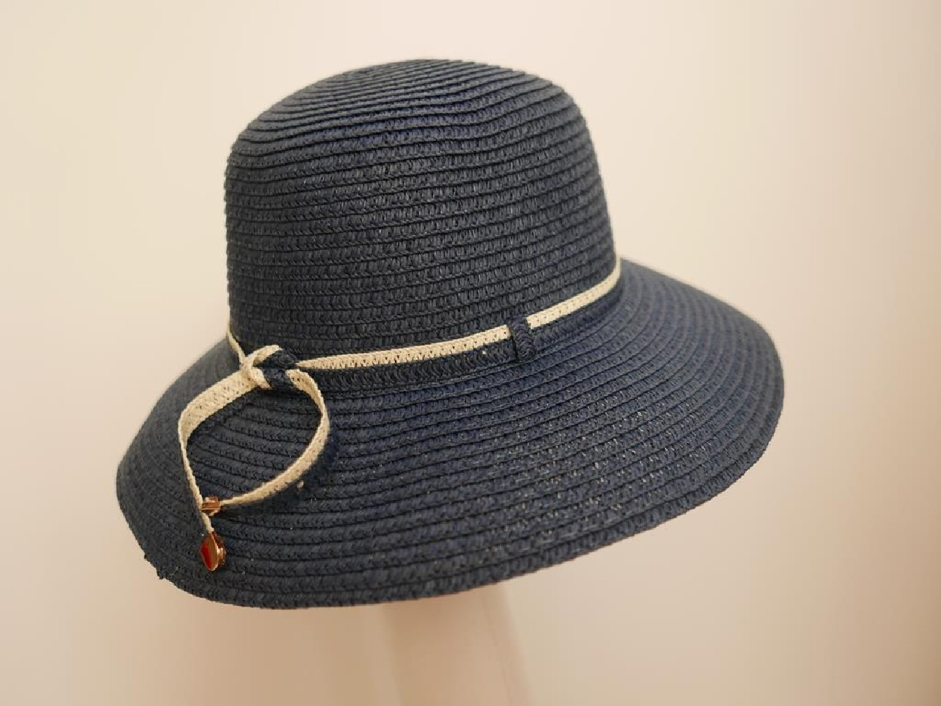 Granatowy słomkowy letni  kapelusz  57-58 cm