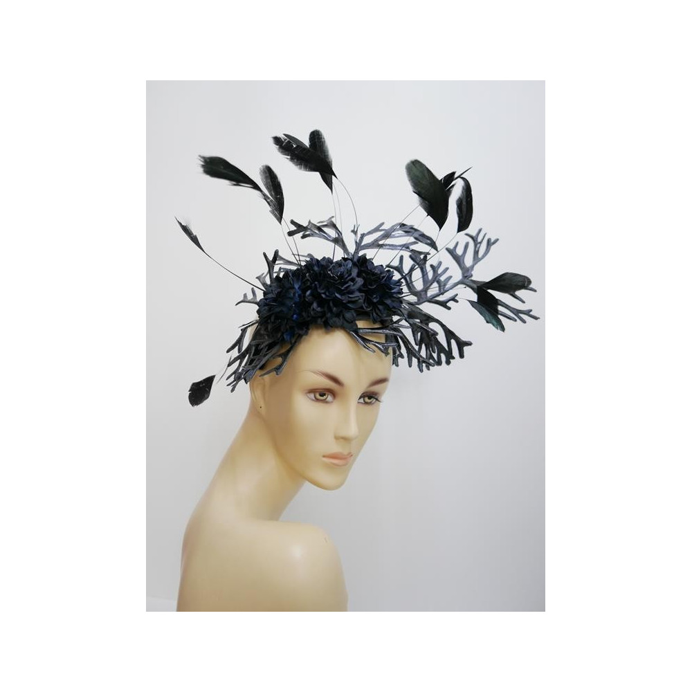 Szałowy stalowo granatowy fascynator