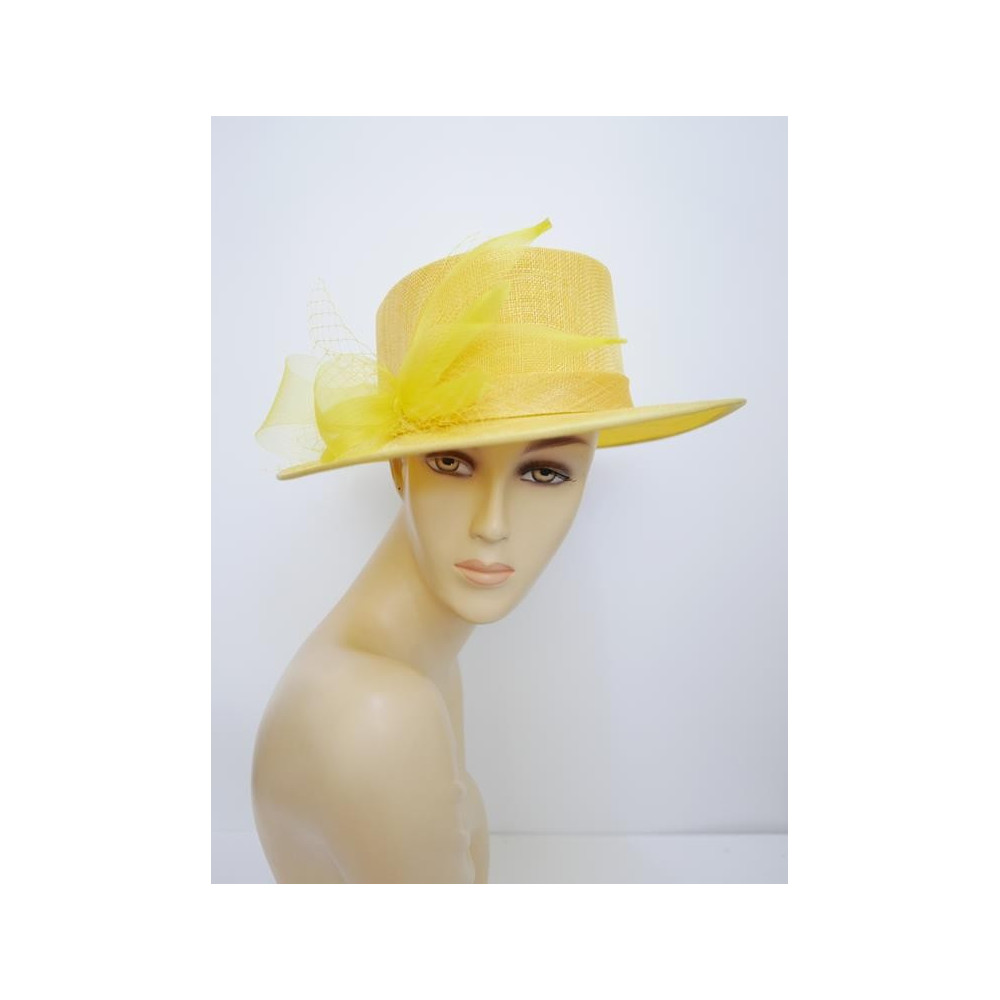 Żółty kanotier z sinamay do 58 cm