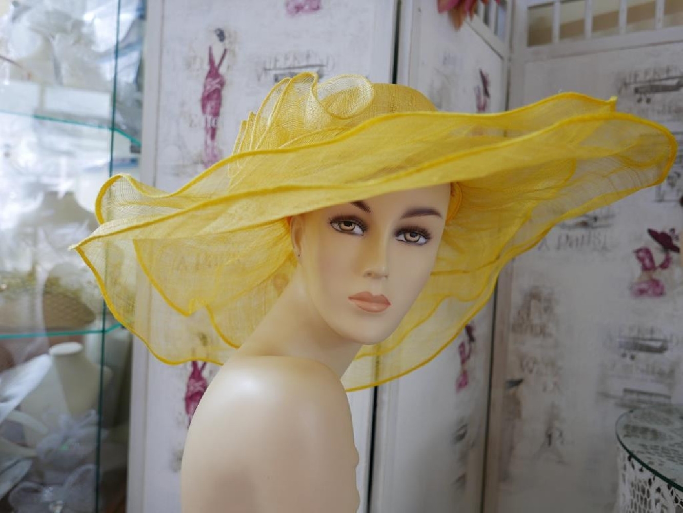 Saint Tropez żółty kapelusz sinamay 53-56 cm